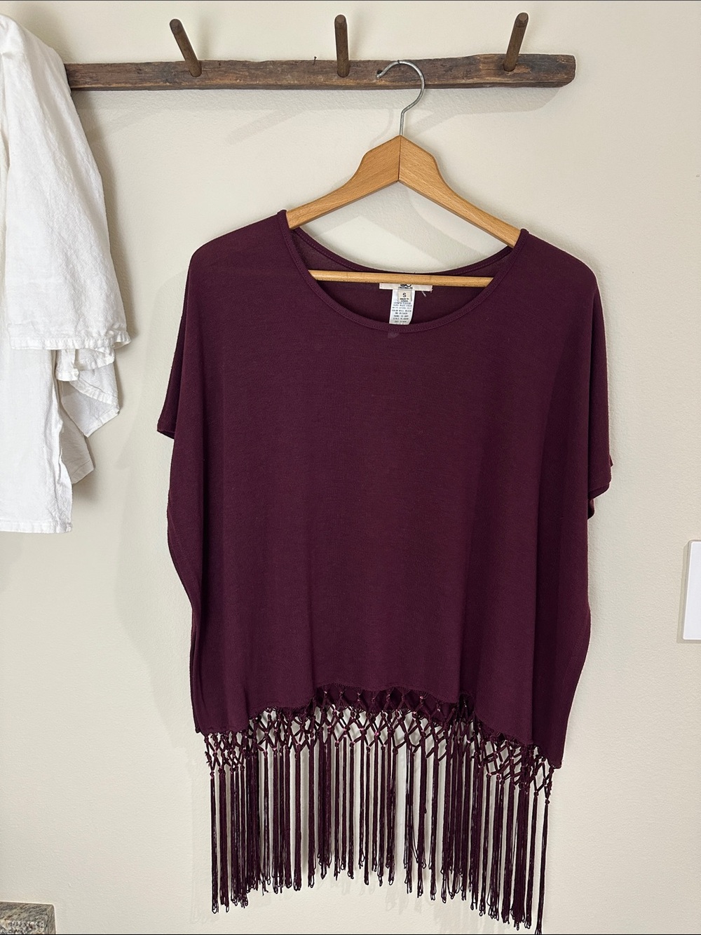 Ya Los Angeles Plum Fringe Hem Tunic Top